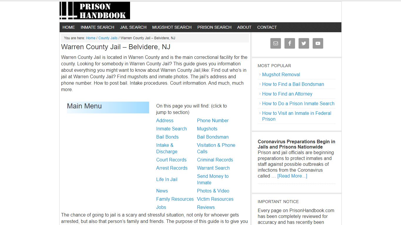 Warren County Jail – Belvidere, NJ - Prison Handbook